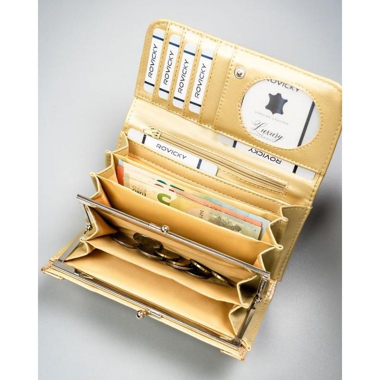 Portfel, złoty, skóra ekologiczna, 4U Cavaldi