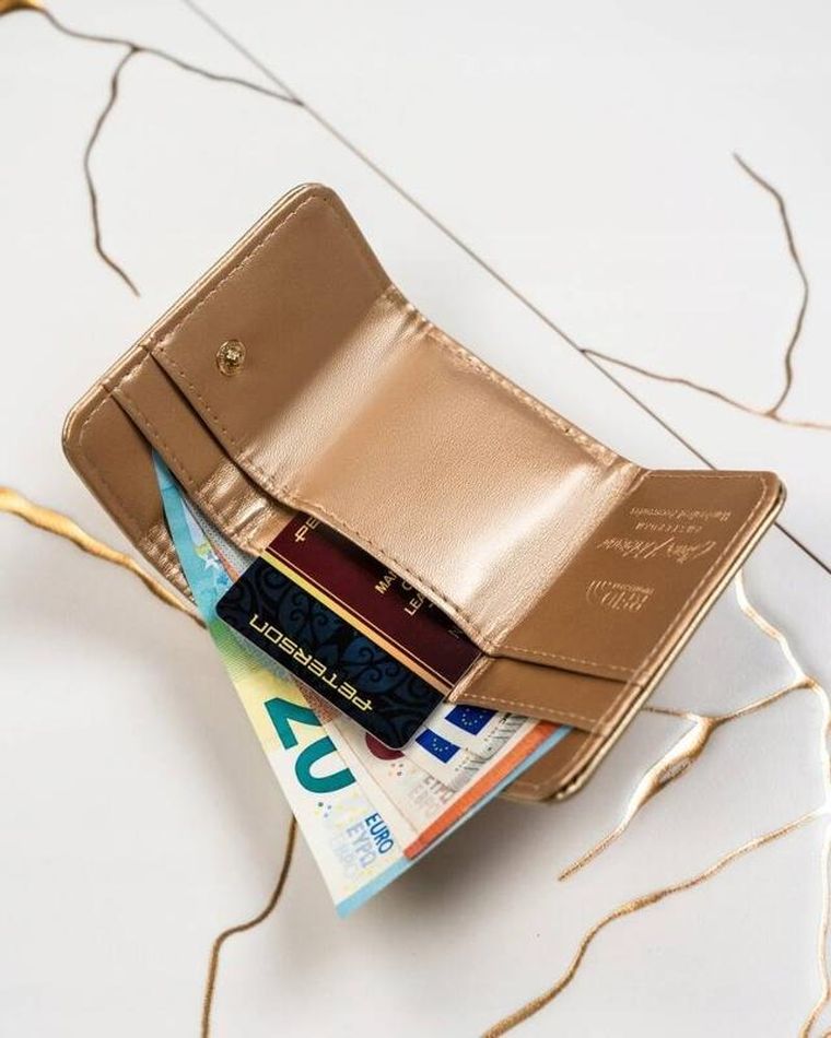 Portfel, złoty, skóra ekologiczna, Peterson