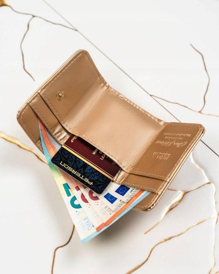 Portfel, złoty, skóra ekologiczna, Peterson