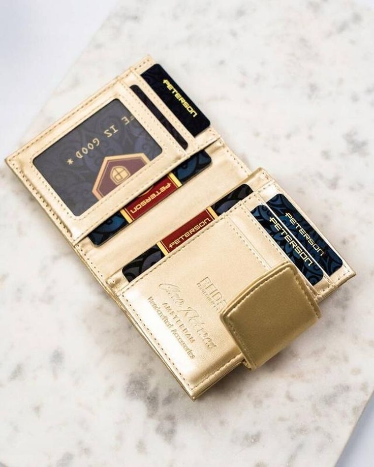 Portfel, złoty, skóra ekologiczna, Peterson