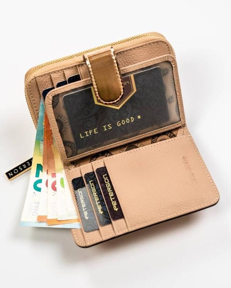 Portfel, złoty, skórzany, Peterson