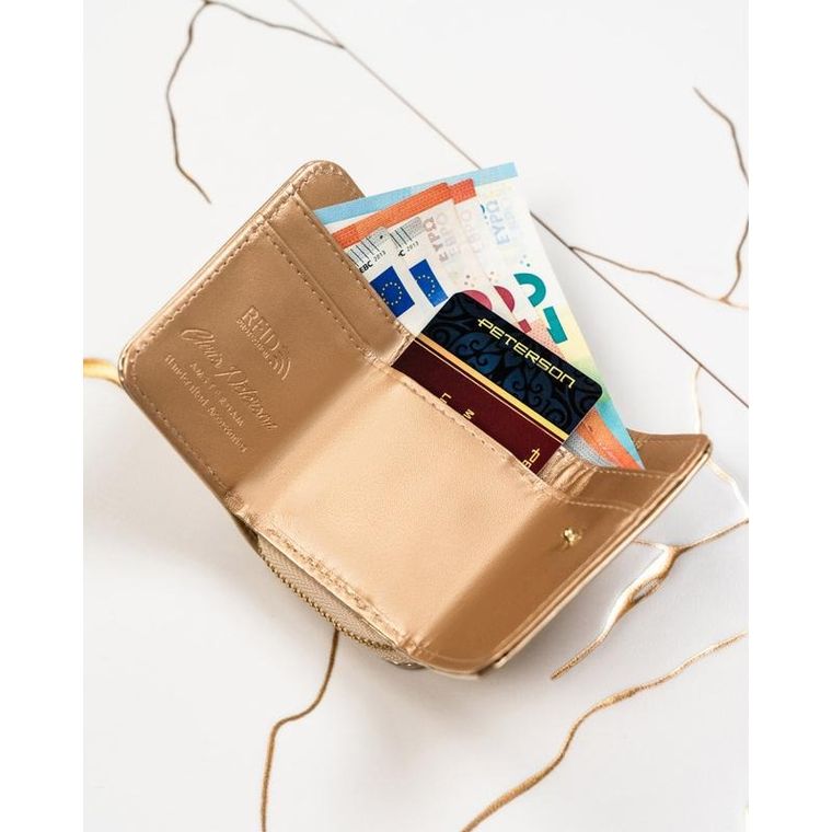 Portfel, złoty, skórzany, Peterson