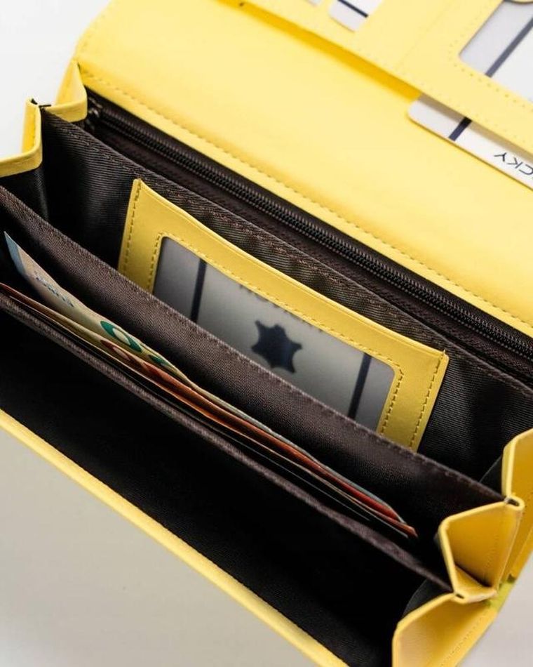 Portfel, żółty, skóra ekologiczna, RFID, Cavaldi