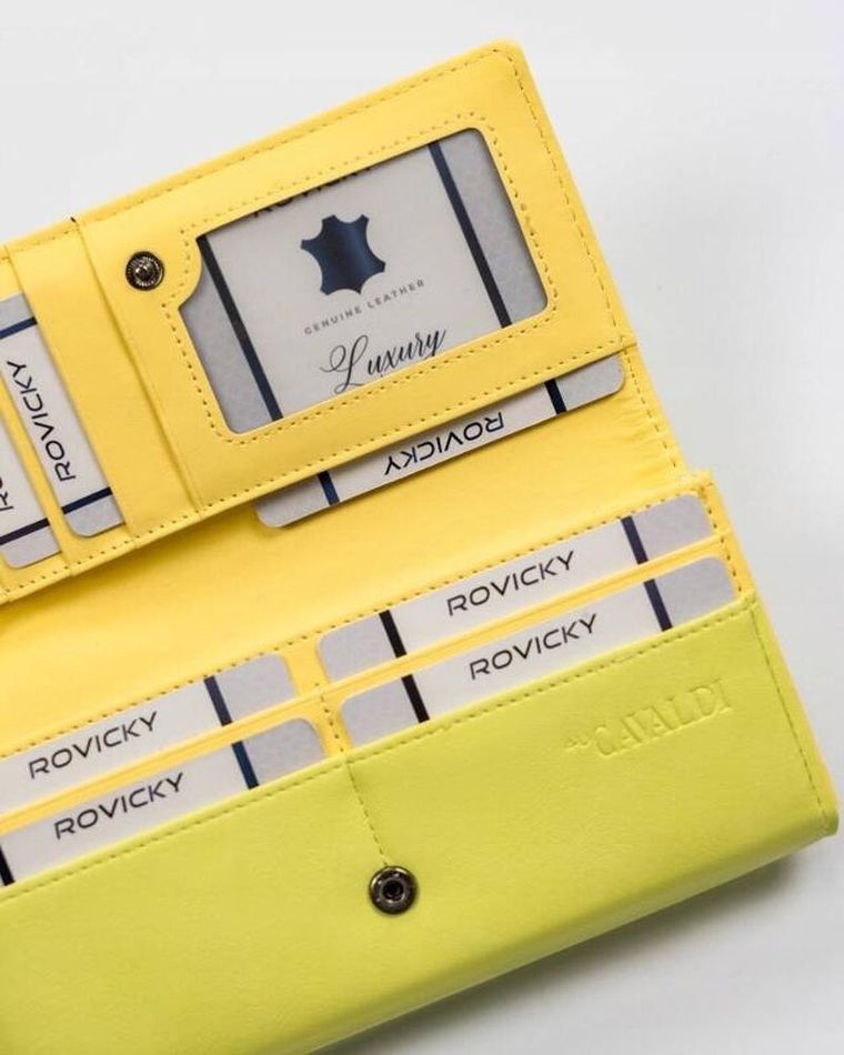 Portfel, żółty, skóra ekologiczna, RFID, Cavaldi