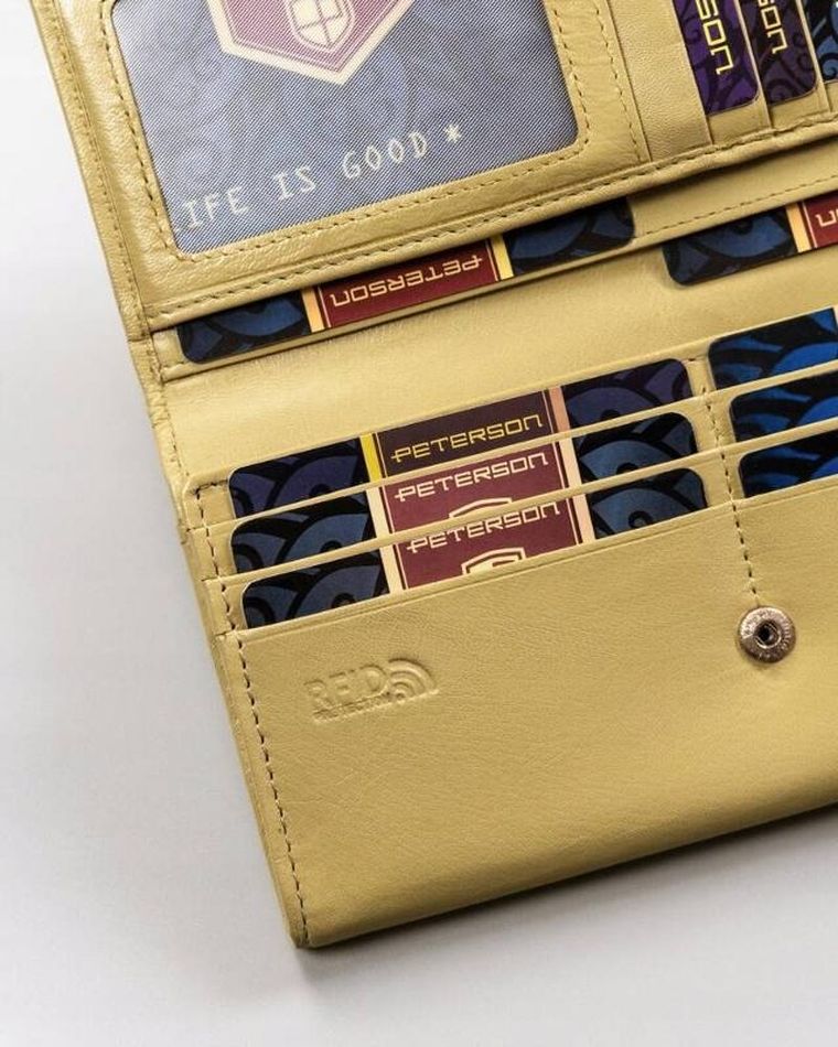 Portfel, żółty, skórzany, Peterson