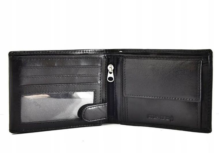 Potfel z łańcuchem, skórzany, czarny, Peterson