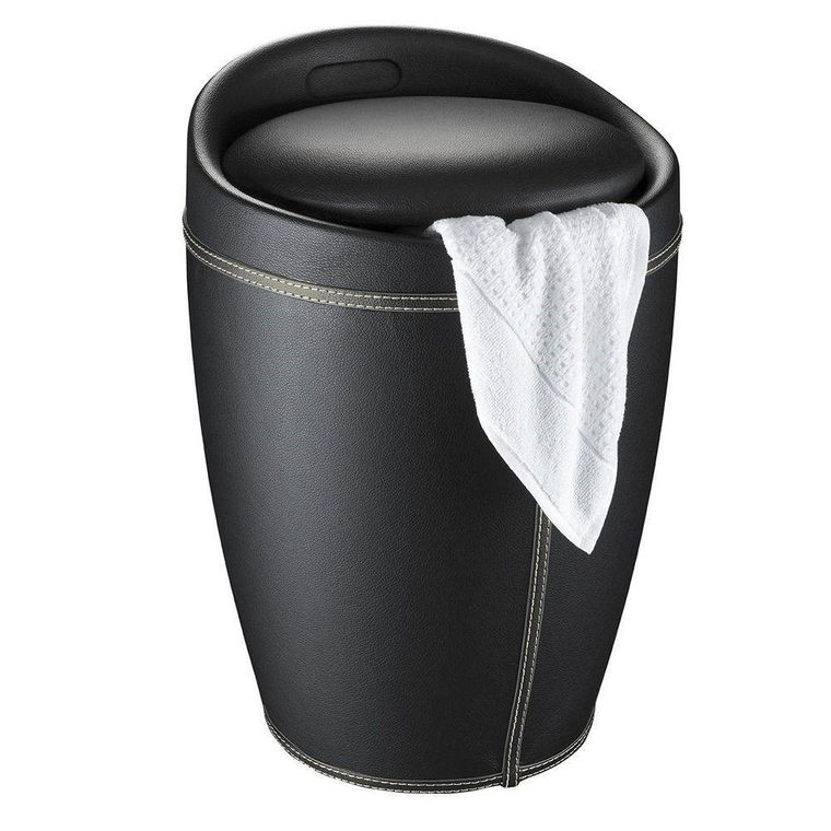 Pufa, kosz na pranie 2w1, Candy, black