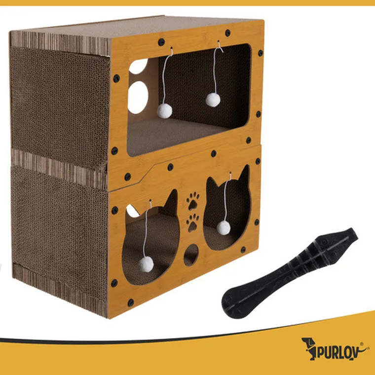 Purlov, drapak dla kota, dwupiętrowy, domek