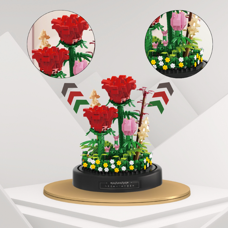 QBI, Czerwone róże, klocki konstrukcyjne, 593 elementów