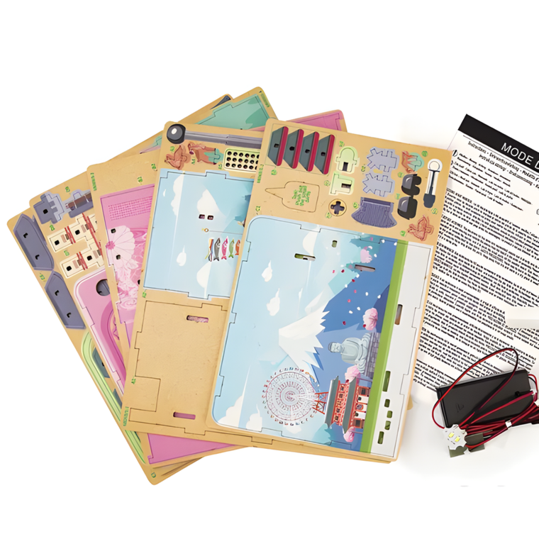 QBI, Góra Fuji, miniaturowy telewizor retro, podświetlenie LED, puzzle 3D, 129 elementów