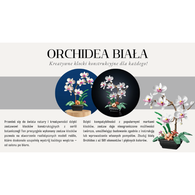 QBI, Orchidea biała, klocki konstrukcyjne, 581 elementów