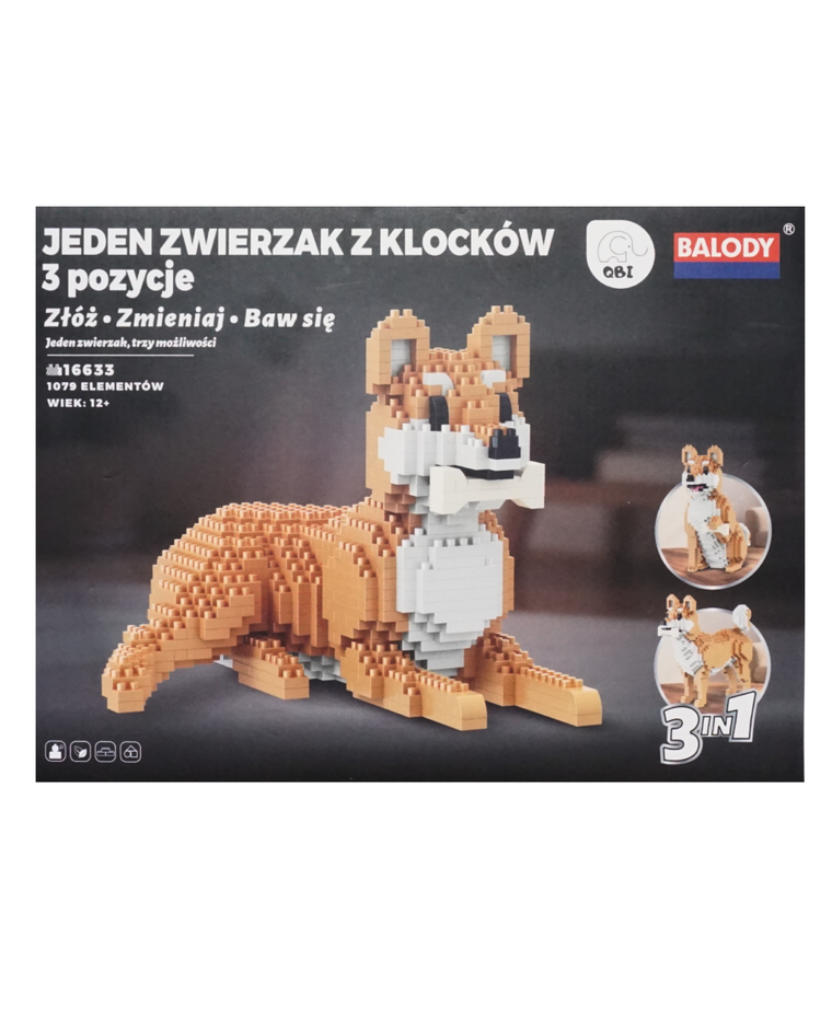 QBI, Pies Shiba, 3w1, klocki konstrukcyjne, 1079 elementów