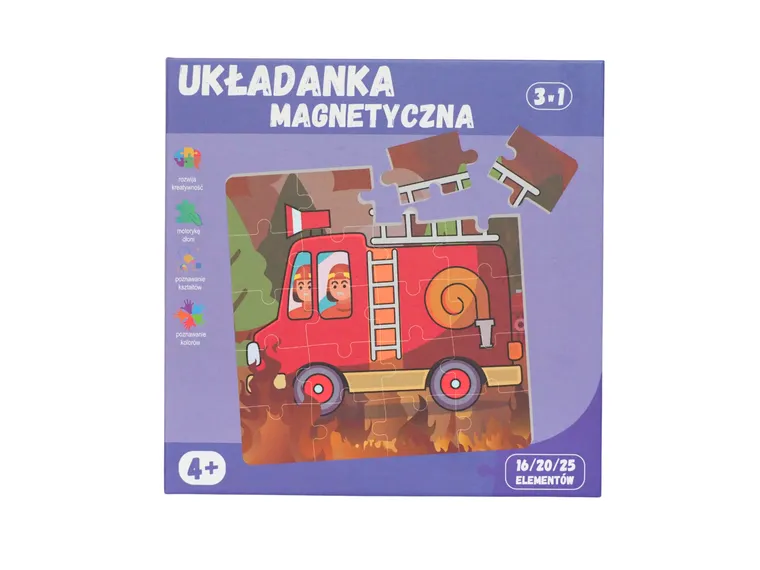 QBI, pojazdy uprzywilejowane, puzzle magnetyczne, 16+20+25 elementów