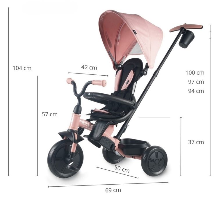 Qplay, Elite Platinum, rowerek 3-kołowy, Pink