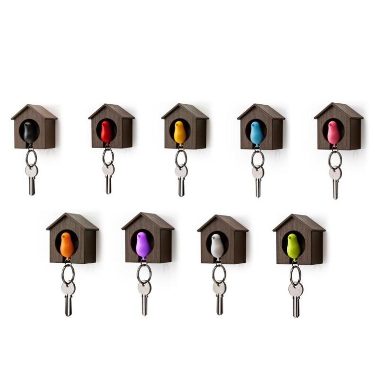 Qualy, Budka, wieszak na klucze, biało-różowy, 10091-WH-PK