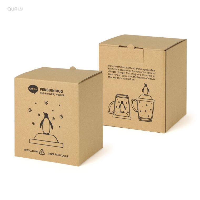 Qualy, kubek z pokrywką, pingwin, 10432-WH-BK