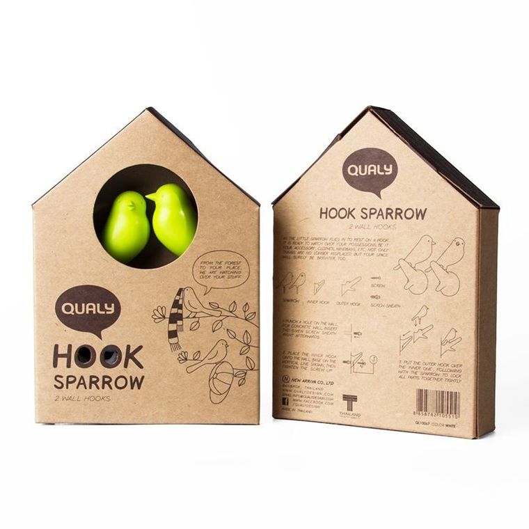 Qualy, Ptaki, wieszak, czarno-biały, 10067-WH-BK