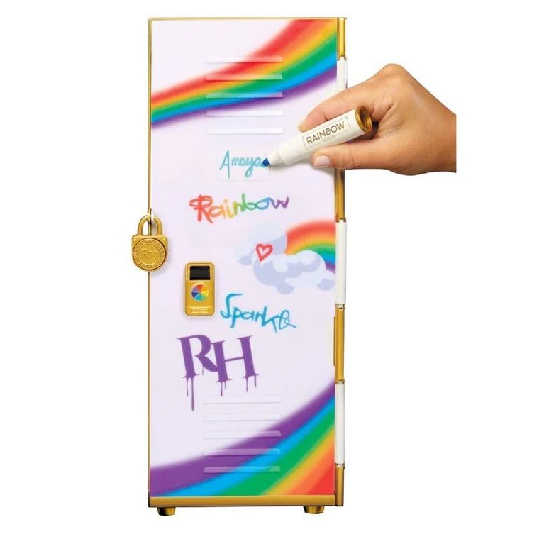 Rainbow High, Locker and Pinkly Paige, lalka modowa z szafą
