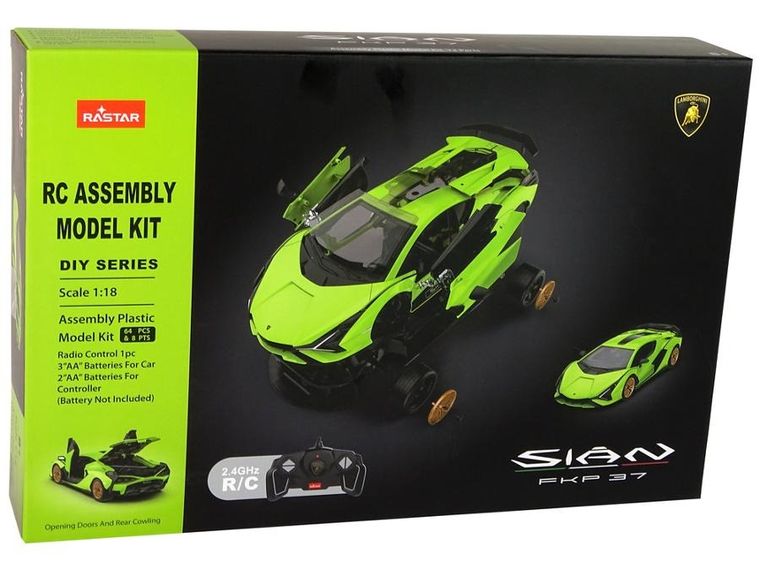 Rastar, Lamborghini Sian, zestaw klocków konstrukcyjnych, pojazd zdalnie sterowany, 1:18