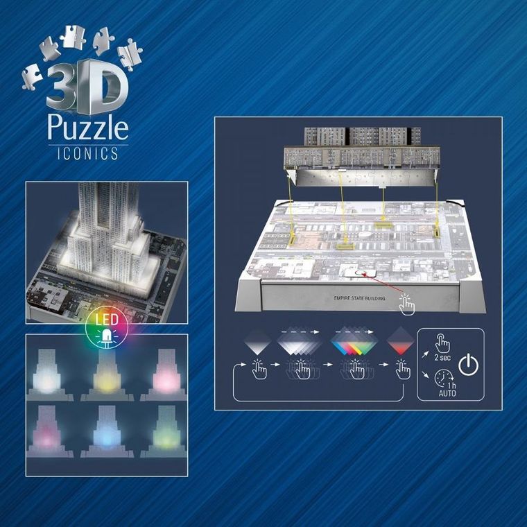Ravensburger, Iconics, Empire State Building, puzzle 3D LED, 224 elementy