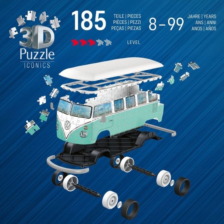 Ravensburger, Iconics, Volkswagen T1, puzzle 3D, 185 elementów