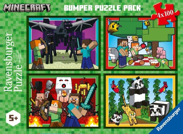 Ravensburger, Minecraft, puzzle, 4-100 elementów