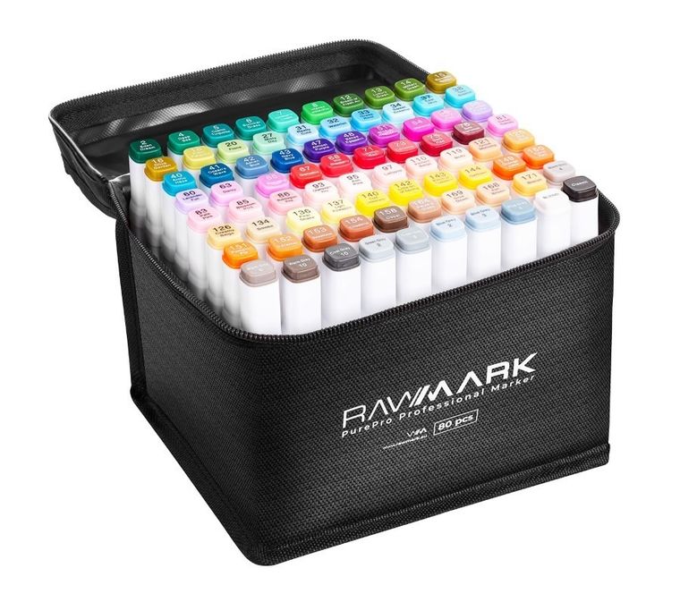 Rawmark, PurePro, promarkery + etui ze stelażem, 80 kolorów