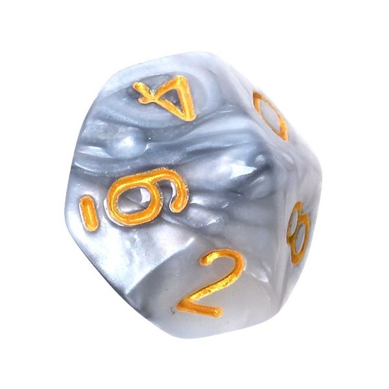 Rebel, komplet kości RPG, dwukolorowe, stalowo-białe, złote cyfry