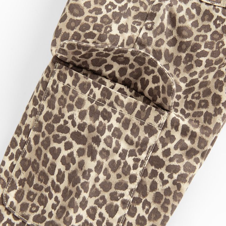 Regulowane jeansy wide leg w panterkę Cool Club