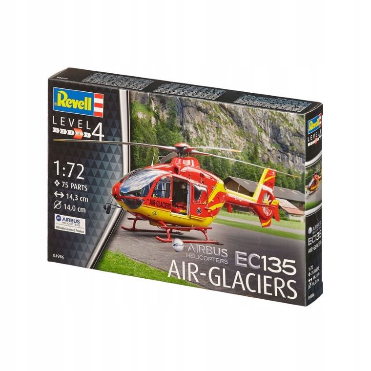 Revell, EC135 Air-Glaciers, helikopter ratunkowy do sklejania, 1:72