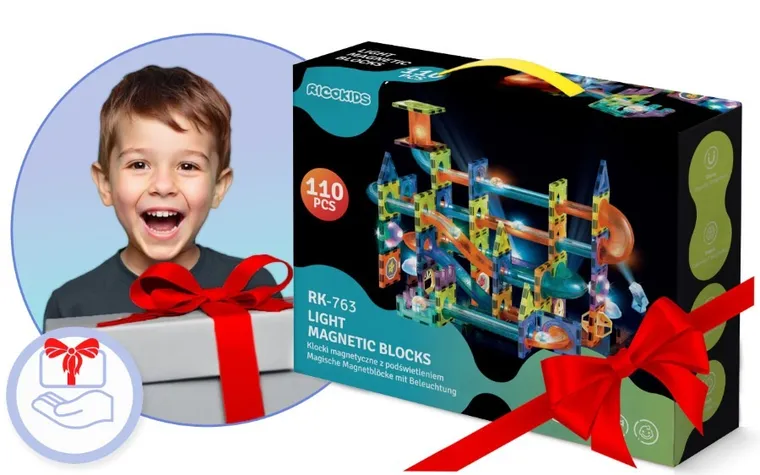 Ricokids, klocki magnetyczne z podświetleniem, 100 elementów