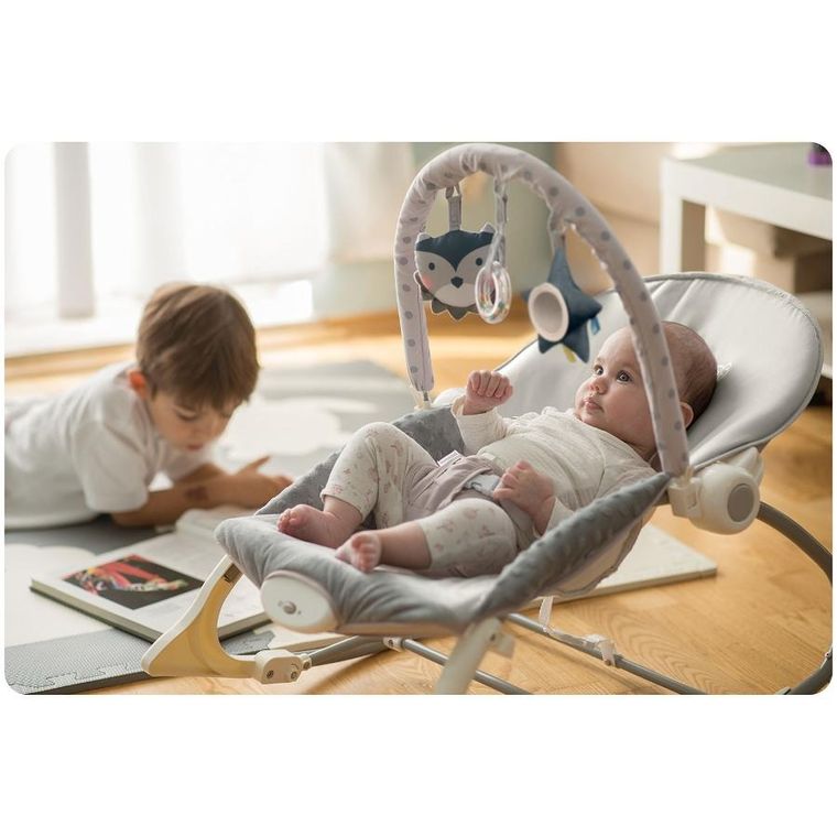 Ricokids, leżaczek bujaczek z wibracją, szary