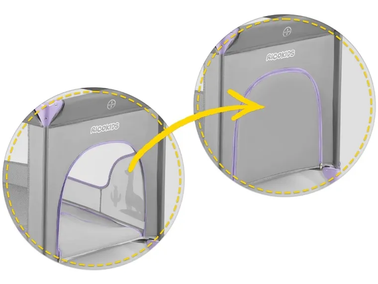 Ricokids, łóżeczko turystyczne, z materacem i torbą, szaro-lawendowe