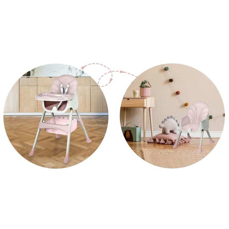 Ricokids, Milo, krzesełko do karmienia ze stolikiem, różowe