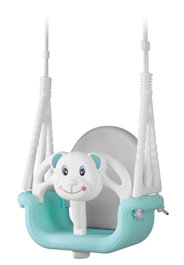 Ricokids, Miś, huśtawka kubełkowa, 3w1, turkusowo-szaro-biała