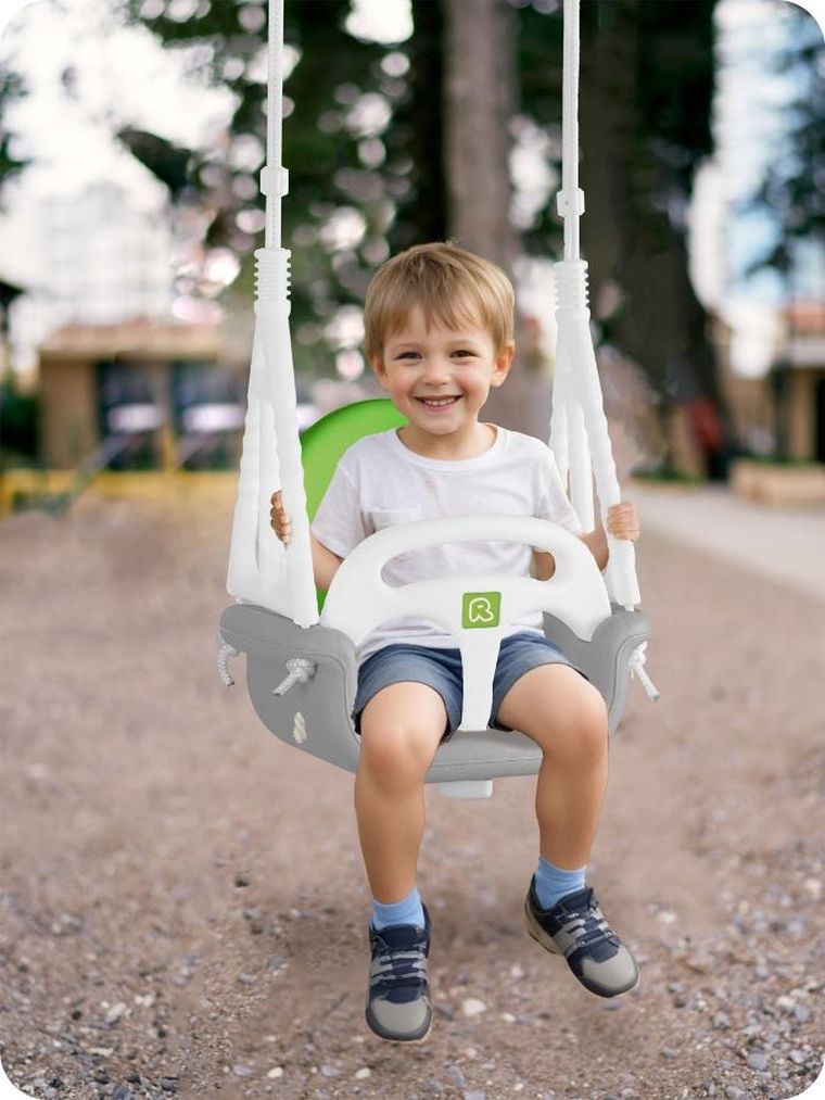 Ricokids, Słonik, huśtawka kubełkowa 3w1, szaro-zielona