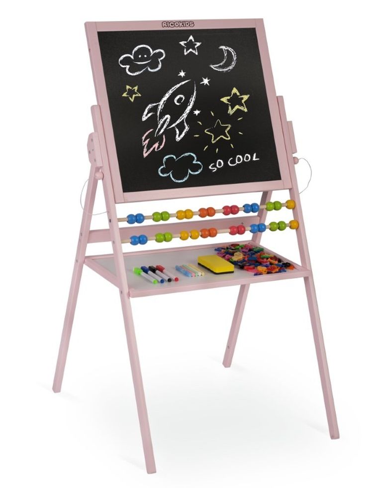 Ricokids, tablica magnetyczna, drewniana, 101-57-55 cm, różowa