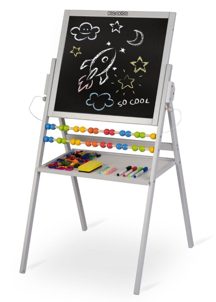 Ricokids, tablica magnetyczna, drewniana, 101-57-55 cm, szara