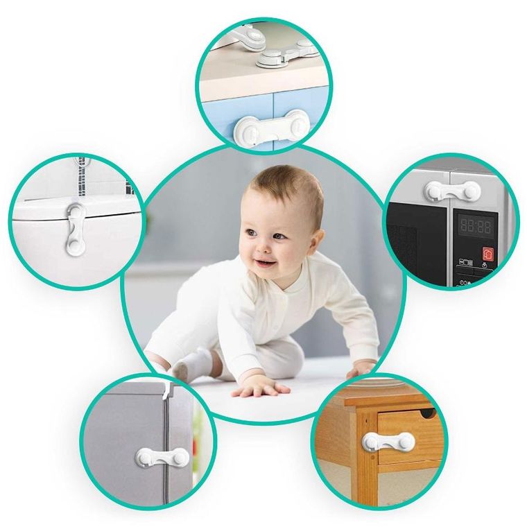 Ricokids, zabezpieczenie otwierania szafek, białe, 10 szt.