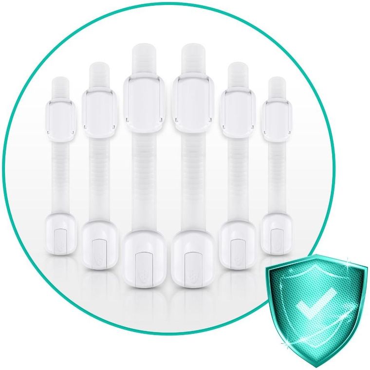 Ricokids, zabezpieczenie otwierania szafek, białe, 6 szt.