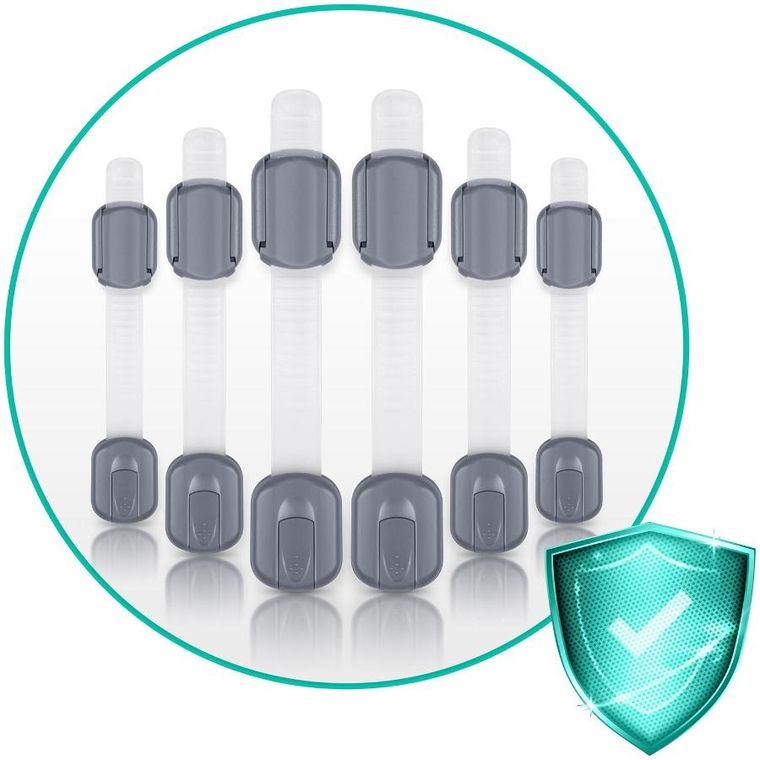 Ricokids, zabezpieczenie otwierania szafek, szare, 6 szt.