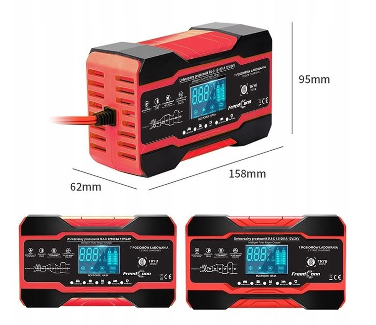 Rj Tianye, prostownik akumulatorowy, RJ-C 121001A, 12V, 10A/24V, 5A