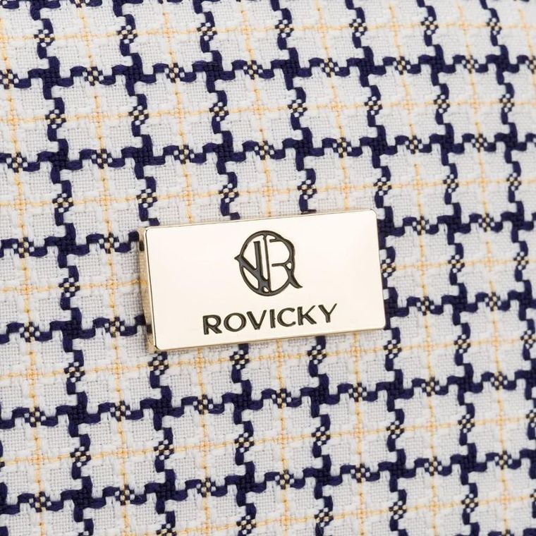 Rovicky, kosmetyczka, krata, beżowo-granatowa