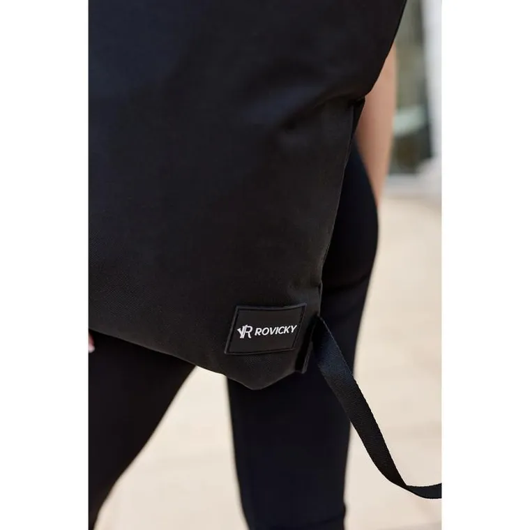 Rovicky, plecak-worek, z materiału syntetycznego, czarny