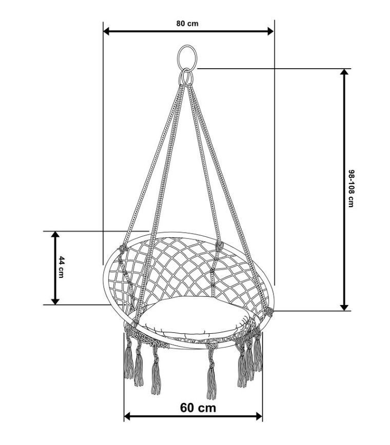 Royokamp, hamak ażurowy, fotel wiszący z poduszką, miodowy, 80-60 cm