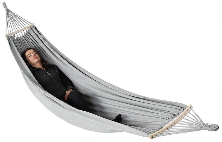 Royokamp, hamak ogrodowy z drążkiem i pokrowcem, 2 osobowy, XXL, szary, 250-150 cm