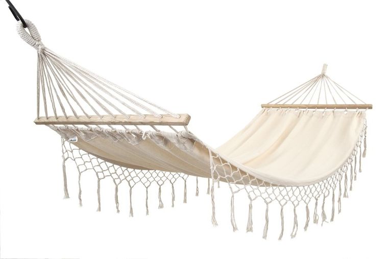 Royokamp, hamak z frędzlami, 2-osobowy, Miami Natura, ecru, 200-150 cm