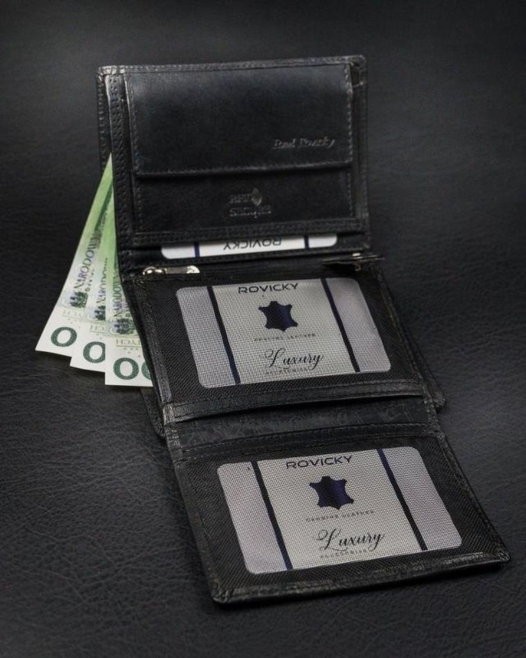 Rozbudowany, pionowy portfel męski bez zapięcia ze skóry naturalnej, Rovicky