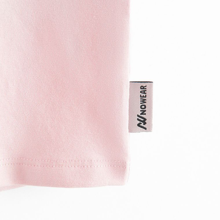 Różowy t-shirt slim z bawełny czesanej NOWEAR