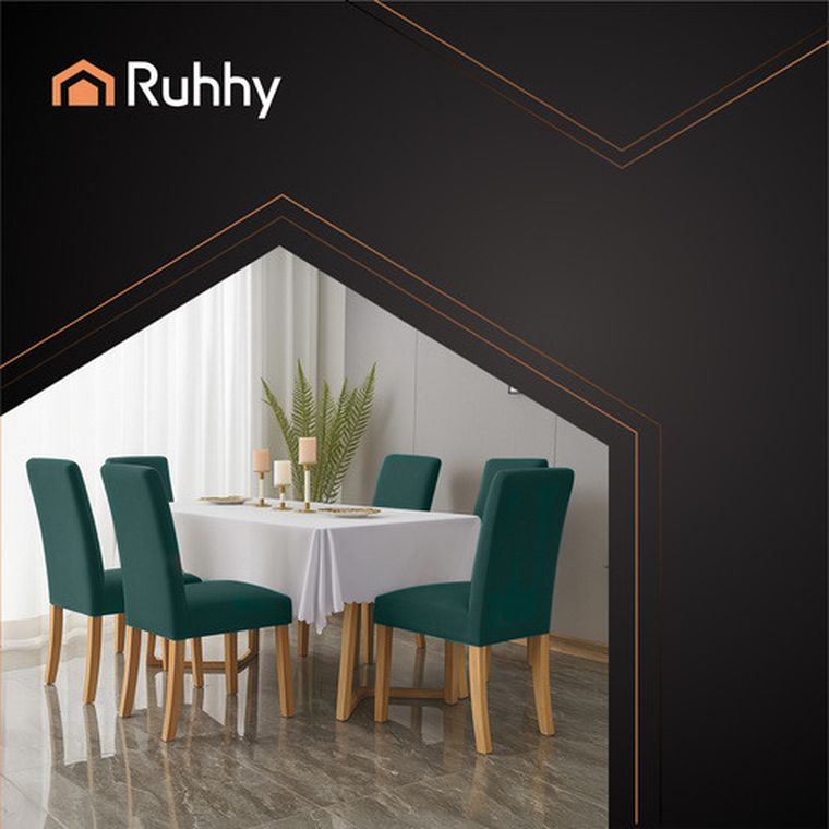 Ruhhy, pokrowce na krzesła, butelkowe, 6 szt.